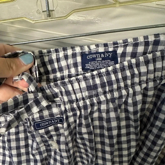 Crown & Ivy Men’s loungewear pajama bottoms size Large blue and white checkered - Picture 3 of 3